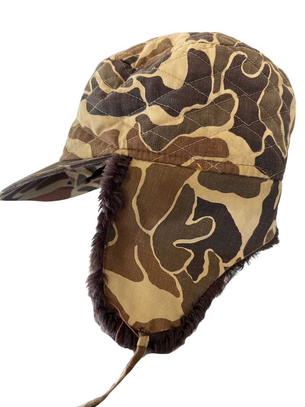 Vintage Thinsulate 3M Camo Trapper Hat with Ear Flaps - Brown Camouflage